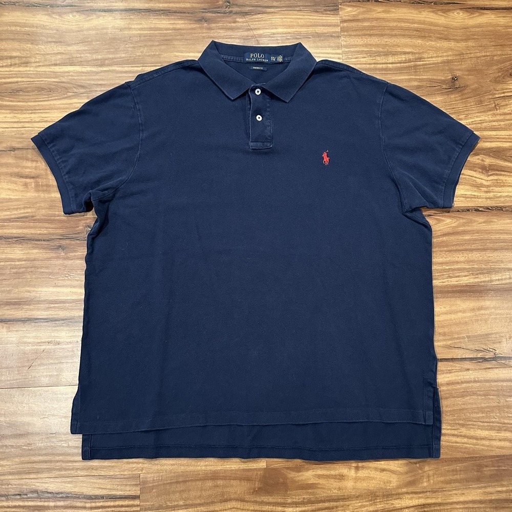 Polo Ralph Lauren Polo Shirt Mens 2XL Navy Custom Fit Pony Logo Cotton Casual